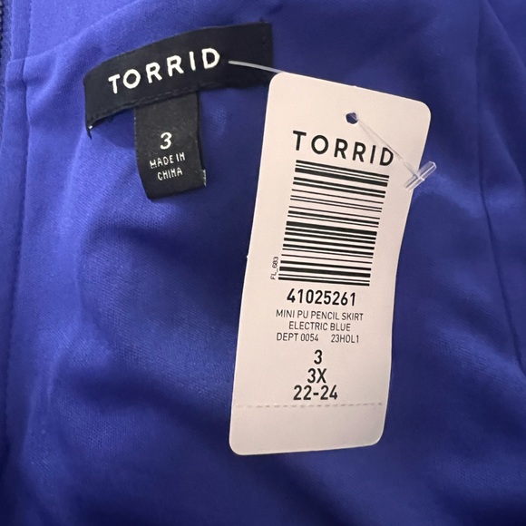 Torrid Mini PU Pencil Skirt Electric Blue, BNWT, Size 3 - Picture 6 of 8